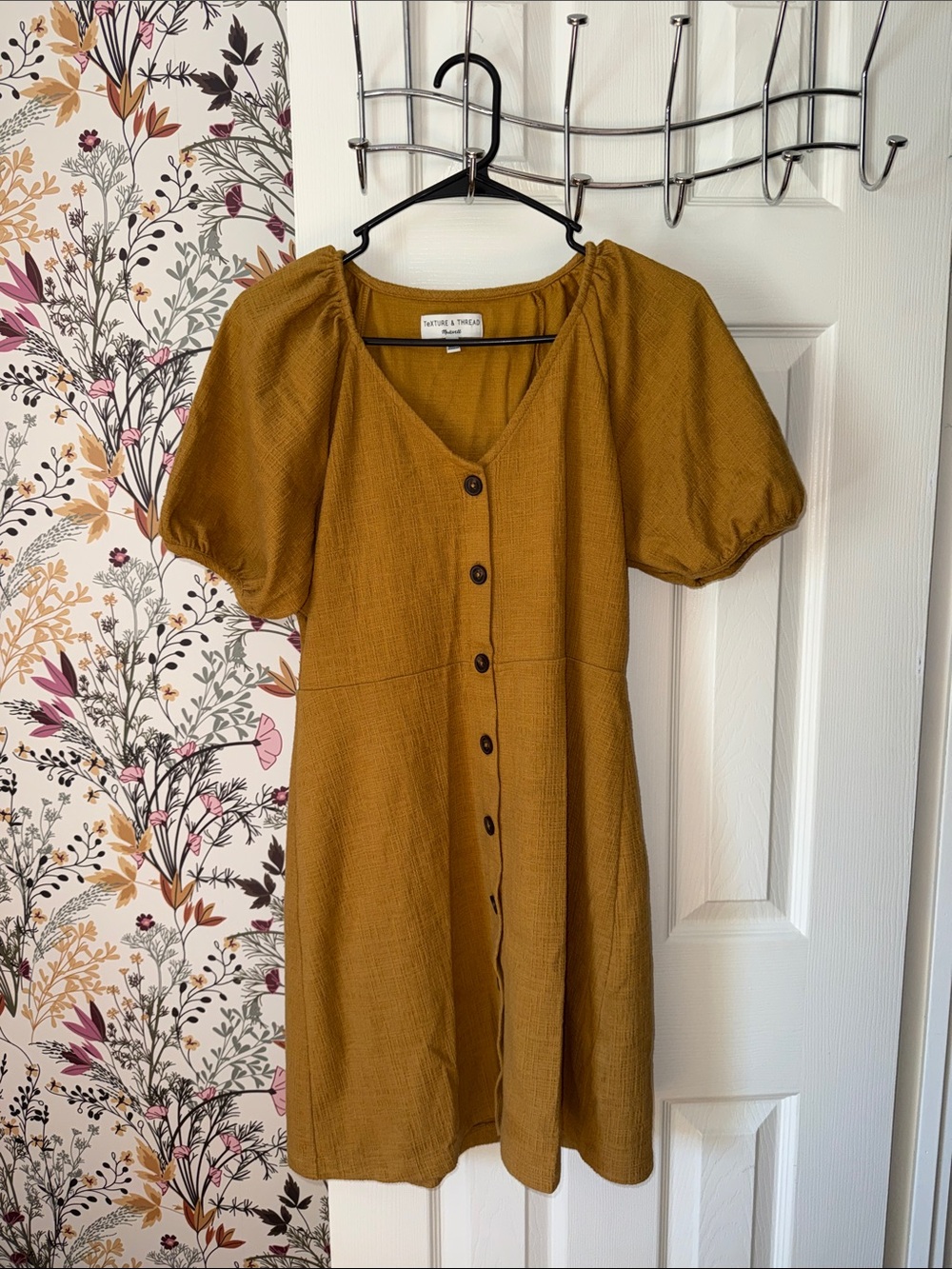 Texture & Thread Puff-Sleeve Dress by Madewell, Size Medium